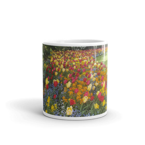 White Glossy Tulips Mug - Image 3