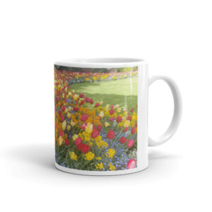 White Glossy Tulips Mug