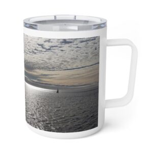 Far Away Sail Boat Insulated Coffee Mug, 10oz