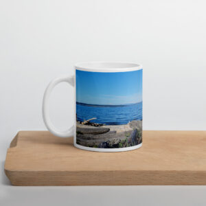 Beach Bikin White Glossy Mug