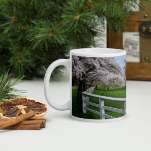 Pink Blossoms White Glossy Mug