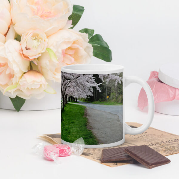Biking Through Blossoms Glossy Mug - Image 3