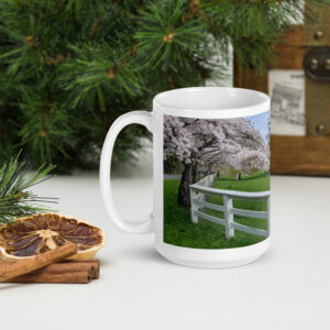 Pink Blossoms White Glossy Mug