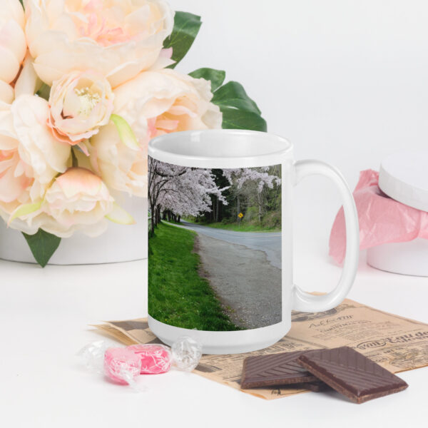 Biking Through Blossoms Glossy Mug - Image 5