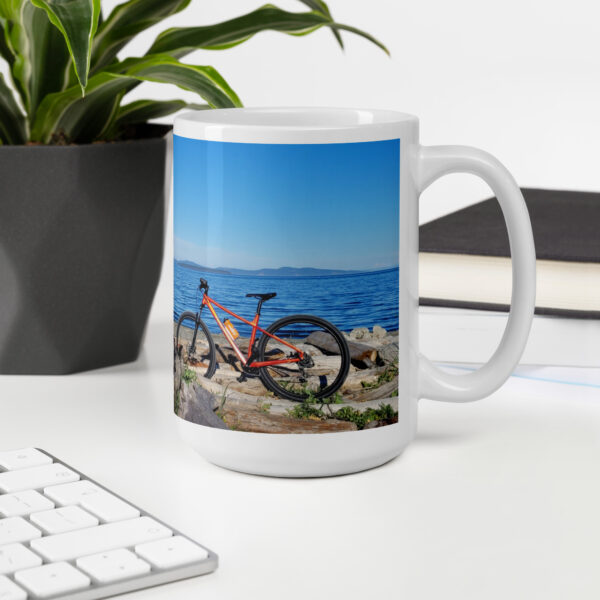 Beach Bikin White Glossy Mug