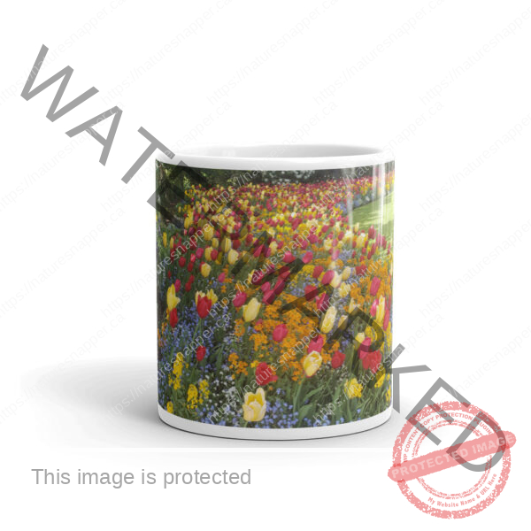 White Glossy Tulips Mug - Image 3