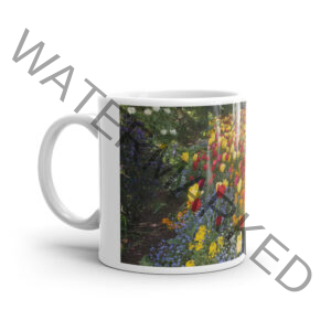 White Glossy Tulips Mug
