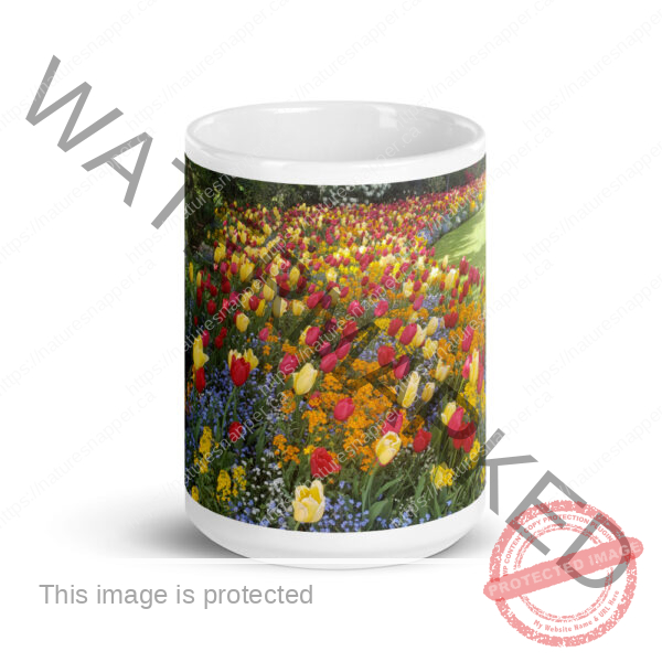 White Glossy Tulips Mug - Image 6