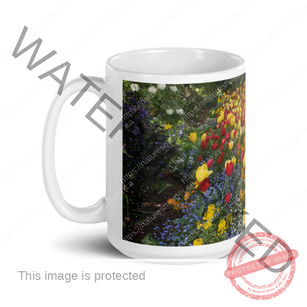 White Glossy Tulips Mug - Image 5