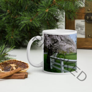 Pink Blossoms White Glossy Mug