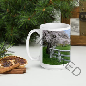 Pink Blossoms White Glossy Mug
