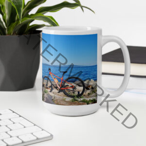 Beach Bikin White Glossy Mug