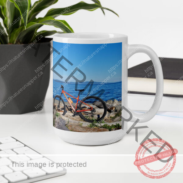 Beach Bikin White Glossy Mug
